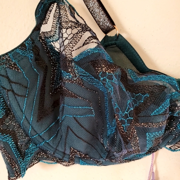 New Savage X Fenty Shining Star Half Cup Plunge Wildflower Blue Size 36C NWT - Picture 6 of 11